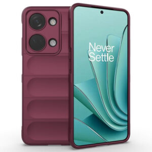 Husa Matte Waves pentru OnePlus Nord 3, Camera Protect, Striatii laterale, Colturi intarite, Margini inaltate, Antialunecare, Antisoc, Silicon prietenos cu pielea, Visiniu