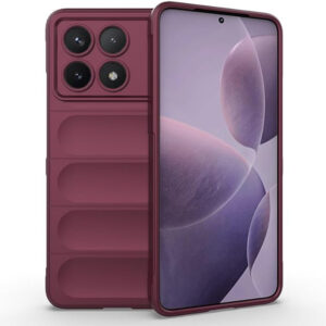 Husa Matte Waves pentru Xiaomi X6 Pro, Camera Protect, Striatii laterale, Colturi intarite, Margini inaltate, Antialunecare, Antisoc, Silicon prietenos cu pielea, Visiniu