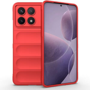 Husa Matte Waves pentru Xiaomi X6 Pro, Camera Protect, Striatii laterale, Colturi intarite, Margini inaltate, Antialunecare, Antisoc, Silicon prietenos cu pielea, Rosu