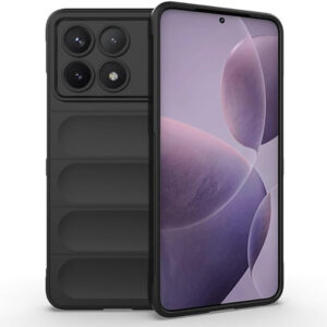 Husa Matte Waves pentru Xiaomi X6 Pro, Camera Protect, Striatii laterale, Colturi intarite, Margini inaltate, Antialunecare, Antisoc, Silicon prietenos cu pielea, Negru