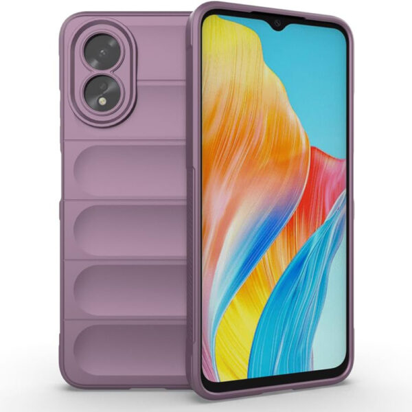 Husa Matte Waves pentru Oppo A38 | A18, Camera Protect, Striatii laterale, Colturi intarite, Margini inaltate, Antialunecare, Antisoc, Silicon prietenos cu pielea, Mov