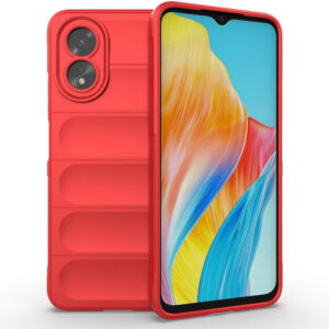 Husa Matte Waves pentru Oppo A38 | A18, Camera Protect, Striatii laterale, Colturi intarite, Margini inaltate, Antialunecare, Antisoc, Silicon prietenos cu pielea, Rosu