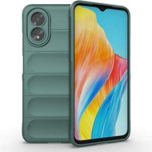 Husa Matte Waves pentru Oppo A38 | A18, Camera Protect, Striatii laterale, Colturi intarite, Margini inaltate, Antialunecare, Antisoc, Silicon prietenos cu pielea, Verde