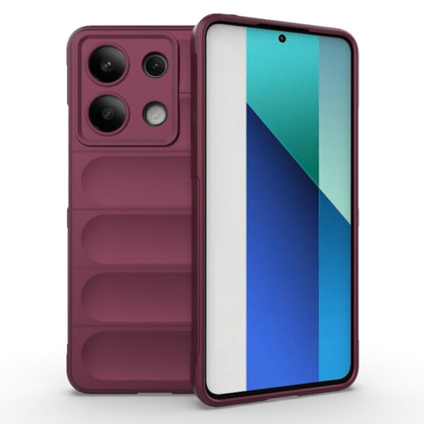 Husa Matte Waves pentru Xiaomi Redmi Note 13 5G, Camera Protect, Striatii laterale, Colturi intarite, Margini inaltate, Antialunecare, Antisoc, Silicon prietenos cu pielea, Visiniu