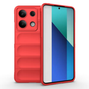 Husa Matte Waves pentru Xiaomi Redmi Note 13 5G, Camera Protect, Striatii laterale, Colturi intarite, Margini inaltate, Antialunecare, Antisoc, Silicon prietenos cu pielea, Rosu