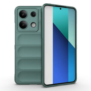 Husa Matte Waves pentru Xiaomi Redmi Note 13 5G, Camera Protect, Striatii laterale, Colturi intarite, Margini inaltate, Antialunecare, Antisoc, Silicon prietenos cu pielea, Verde