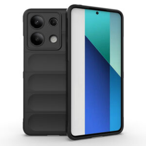 Husa Matte Waves pentru Xiaomi Redmi Note 13 5G, Camera Protect, Striatii laterale, Colturi intarite, Margini inaltate, Antialunecare, Antisoc, Silicon prietenos cu pielea, Negru