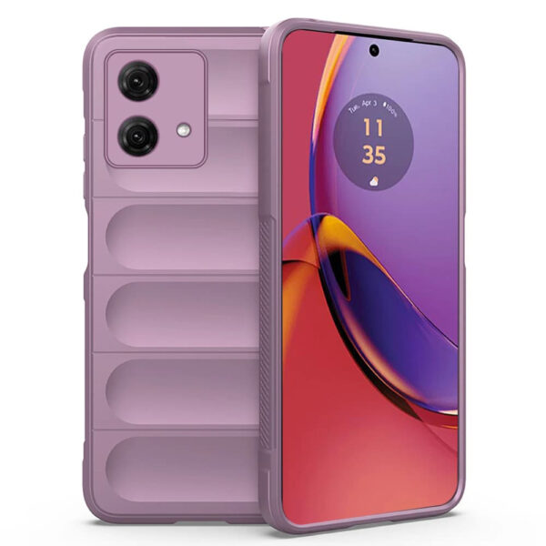 Husa Matte Waves pentru Motorola Moto G84, Camera Protect, Striatii laterale, Colturi intarite, Margini inaltate, Antialunecare, Antisoc, Silicon prietenos cu pielea, Mov