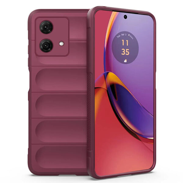 Husa Matte Waves pentru Motorola Moto G84, Camera Protect, Striatii laterale, Colturi intarite, Margini inaltate, Antialunecare, Antisoc, Silicon prietenos cu pielea, Visiniu