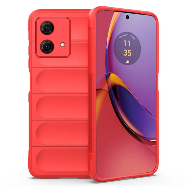 Husa Matte Waves pentru Motorola Moto G84, Camera Protect, Striatii laterale, Colturi intarite, Margini inaltate, Antialunecare, Antisoc, Silicon prietenos cu pielea, Rosu