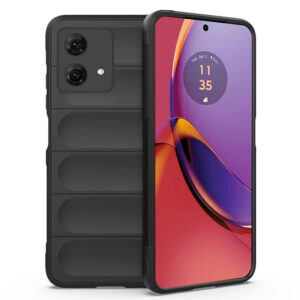 Husa Matte Waves pentru Motorola Moto G84, Camera Protect, Striatii laterale, Colturi intarite, Margini inaltate, Antialunecare, Antisoc, Silicon prietenos cu pielea, Negru