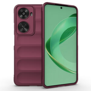 Husa Matte Waves pentru Huawei nova 11 SE | nova 12 SE, Camera Protect, Striatii laterale, Colturi intarite, Margini inaltate, Antialunecare, Antisoc, Silicon prietenos cu pielea, Visiniu