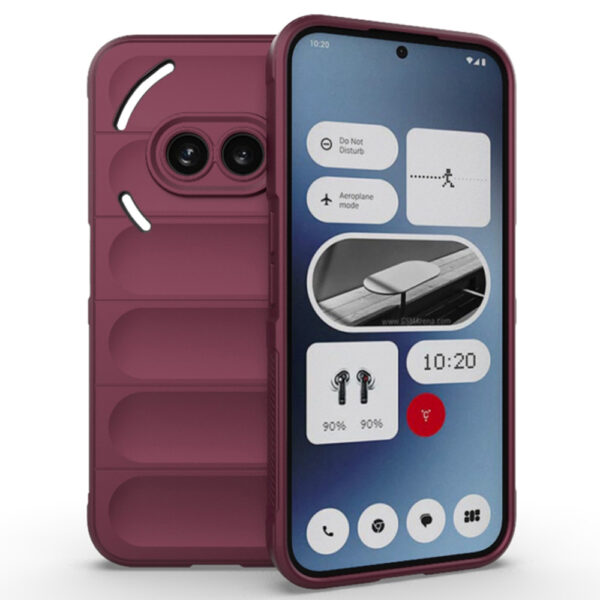 Husa Matte Waves pentru Nothing Phone (2a), Camera Protect, Striatii laterale, Colturi intarite, Margini inaltate, Antialunecare, Antisoc, Silicon prietenos cu pielea, Visiniu