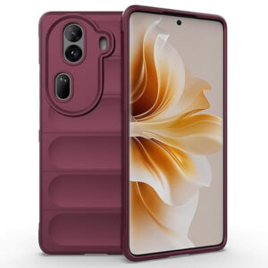 Husa Matte Waves pentru Oppo Reno11 Pro, Camera Protect, Striatii laterale, Colturi intarite, Margini inaltate, Antialunecare, Antisoc, Silicon prietenos cu pielea, Visiniu