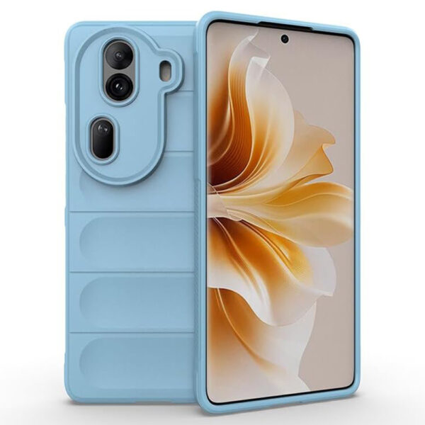 Husa Matte Waves pentru Oppo Reno11 Pro, Camera Protect, Striatii laterale, Colturi intarite, Margini inaltate, Antialunecare, Antisoc, Silicon prietenos cu pielea, Albastru