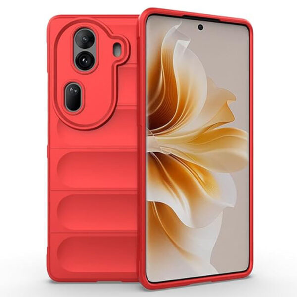 Husa Matte Waves pentru Oppo Reno11 Pro, Camera Protect, Striatii laterale, Colturi intarite, Margini inaltate, Antialunecare, Antisoc, Silicon prietenos cu pielea, Rosu