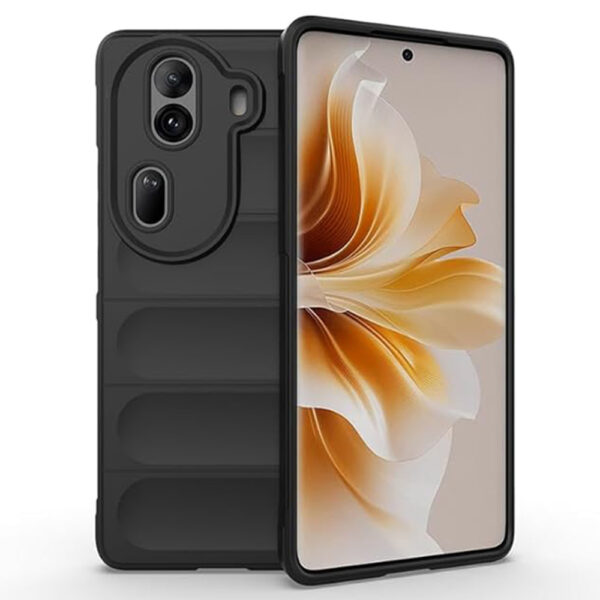 Husa Matte Waves pentru Oppo Reno11 Pro, Camera Protect, Striatii laterale, Colturi intarite, Margini inaltate, Antialunecare, Antisoc, Silicon prietenos cu pielea, Negru