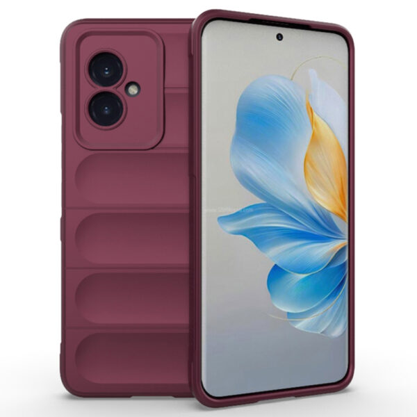 Husa Matte Waves pentru Honor 100, Camera Protect, Striatii laterale, Colturi intarite, Margini inaltate, Antialunecare, Antisoc, Silicon prietenos cu pielea, Visiniu