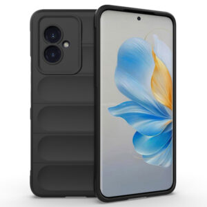 Husa Matte Waves pentru Honor 100, Camera Protect, Striatii laterale, Colturi intarite, Margini inaltate, Antialunecare, Antisoc, Silicon prietenos cu pielea, Negru