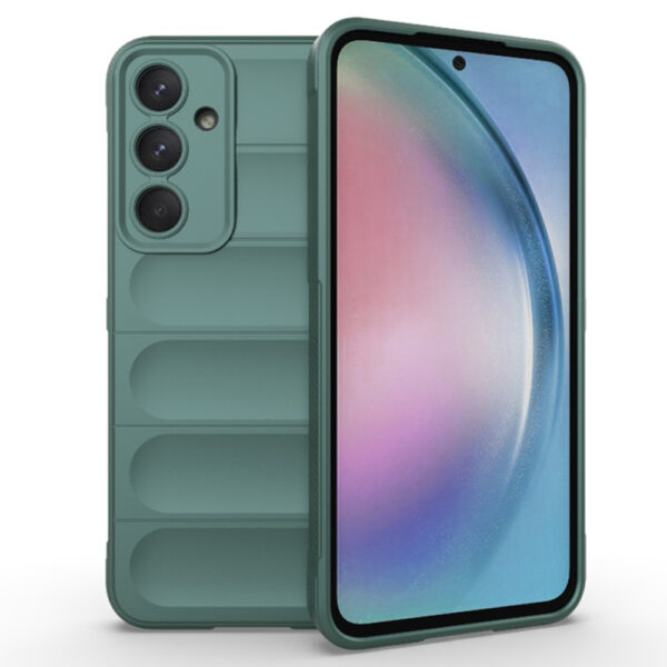 Husa Matte Waves pentru Samsung Galaxy A35 5G, Camera Protect, Striatii laterale, Colturi intarite, Margini inaltate, Antialunecare, Antisoc, Silicon prietenos cu pielea, Verde