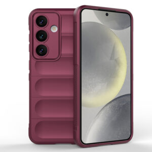 Husa Matte Waves pentru Samsung Galaxy S24 Plus, Camera Protect, Striatii laterale, Colturi intarite, Margini inaltate, Antialunecare, Antisoc, Silicon prietenos cu pielea, Visiniu