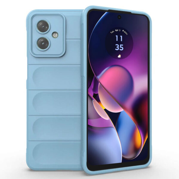 Husa Matte Waves pentru Motorola Moto G54, Camera Protect, Striatii laterale, Colturi intarite, Margini inaltate, Antialunecare, Antisoc, Silicon prietenos cu pielea, Albastru