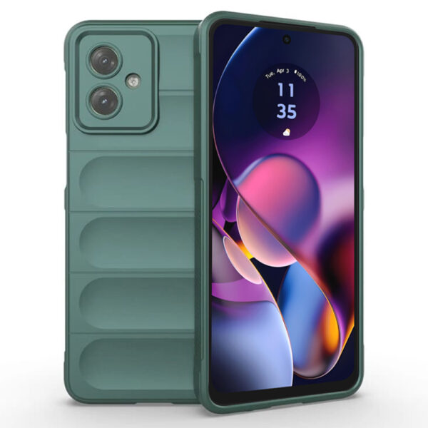 Husa Matte Waves pentru Motorola Moto G54, Camera Protect, Striatii laterale, Colturi intarite, Margini inaltate, Antialunecare, Antisoc, Silicon prietenos cu pielea, Verde