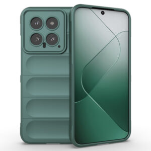 Husa Matte Waves pentru Xiaomi 14, Camera Protect, Striatii laterale, Colturi intarite, Margini inaltate, Antialunecare, Antisoc, Silicon prietenos cu pielea, Verde