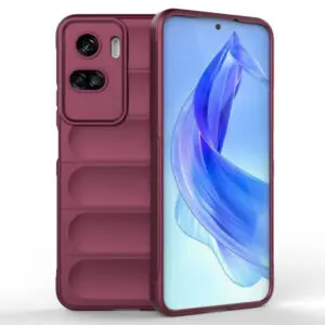 Husa Matte Waves pentru Honor 90 Lite, Camera Protect, Striatii laterale, Colturi intarite, Margini inaltate, Antialunecare, Antisoc, Silicon prietenos cu pielea, Visiniu