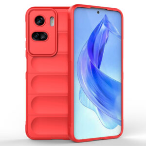 Husa Matte Waves pentru Honor 90 Lite, Camera Protect, Striatii laterale, Colturi intarite, Margini inaltate, Antialunecare, Antisoc, Silicon prietenos cu pielea, Rosu