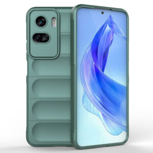 Husa Matte Waves pentru Honor 90 Lite, Camera Protect, Striatii laterale, Colturi intarite, Margini inaltate, Antialunecare, Antisoc, Silicon prietenos cu pielea, Verde