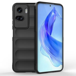 Husa Matte Waves pentru Honor 90 Lite, Camera Protect, Striatii laterale, Colturi intarite, Margini inaltate, Antialunecare, Antisoc, Silicon prietenos cu pielea, Negru