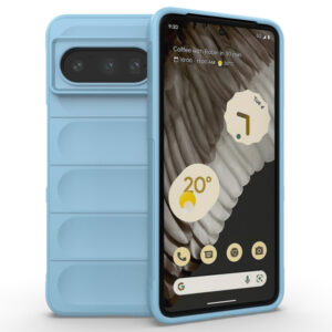 Husa Matte Waves pentru Google Pixel 8 Pro, Camera Protect, Striatii laterale, Colturi intarite, Margini inaltate, Antialunecare, Antisoc, Silicon prietenos cu pielea, Albastru