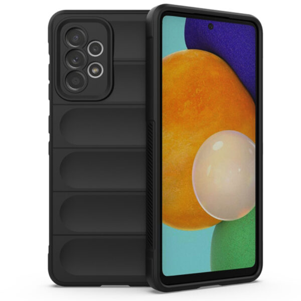 Husa Matte Waves pentru Samsung Galaxy A52, Camera Protect, Striatii laterale, Colturi intarite, Margini inaltate, Antialunecare, Antisoc, Silicon prietenos cu pielea, Negru