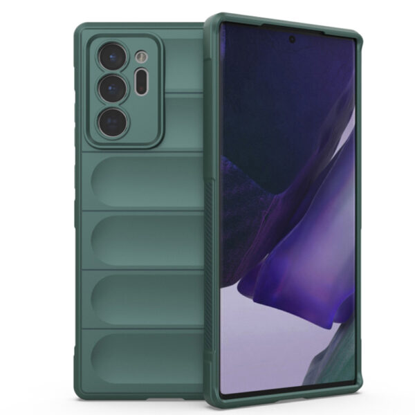 Husa Matte Waves pentru Samsung Galaxy Note 20 Ultra, Camera Protect, Striatii laterale, Colturi intarite, Margini inaltate, Antialunecare, Antisoc, Silicon prietenos cu pielea, Verde