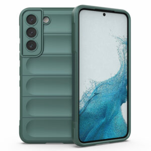 Husa Matte Waves pentru Samsung Galaxy S22, Camera Protect, Striatii laterale, Colturi intarite, Margini inaltate, Antialunecare, Antisoc, Silicon prietenos cu pielea, Verde