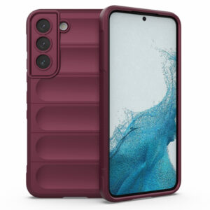 Husa Matte Waves pentru Samsung Galaxy S22, Camera Protect, Striatii laterale, Colturi intarite, Margini inaltate, Antialunecare, Antisoc, Silicon prietenos cu pielea, Visiniu