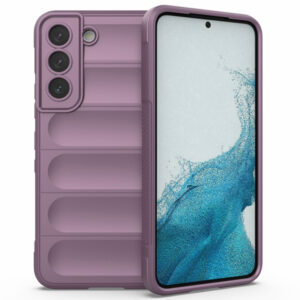 Husa Matte Waves pentru Samsung Galaxy S22, Camera Protect, Striatii laterale, Colturi intarite, Margini inaltate, Antialunecare, Antisoc, Silicon prietenos cu pielea, Mov