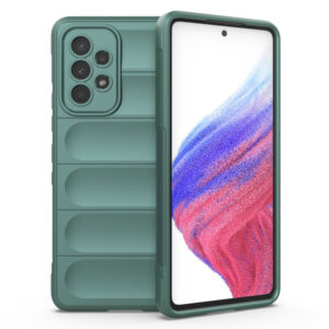 Husa Matte Waves pentru Samsung Galaxy A53 5G, Camera Protect, Striatii laterale, Colturi intarite, Margini inaltate, Antialunecare, Antisoc, Silicon prietenos cu pielea, Verde