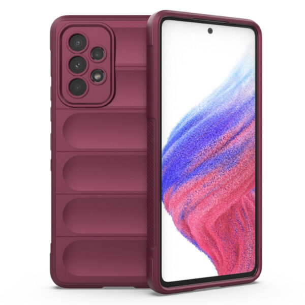 Husa Matte Waves pentru Samsung Galaxy A53 5G, Camera Protect, Striatii laterale, Colturi intarite, Margini inaltate, Antialunecare, Antisoc, Silicon prietenos cu pielea, Visiniu