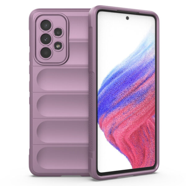 Husa Matte Waves pentru Samsung Galaxy A53 5G, Camera Protect, Striatii laterale, Colturi intarite, Margini inaltate, Antialunecare, Antisoc, Silicon prietenos cu pielea, Mov