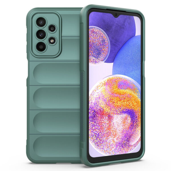 Husa Matte Waves pentru Samsung Galaxy A23 | Galaxy A23 5G, Camera Protect, Striatii laterale, Colturi intarite, Margini inaltate, Antialunecare, Antisoc, Silicon prietenos cu pielea, Verde