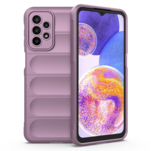 Husa Matte Waves pentru Samsung Galaxy A23 | Galaxy A23 5G, Camera Protect, Striatii laterale, Colturi intarite, Margini inaltate, Antialunecare, Antisoc, Silicon prietenos cu pielea, Mov