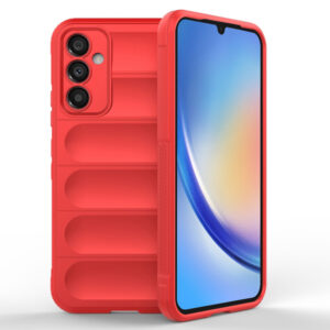 Husa Matte Waves pentru Samsung Galaxy A34 5G, Camera Protect, Striatii laterale, Colturi intarite, Margini inaltate, Antialunecare, Antisoc, Silicon prietenos cu pielea, Rosu