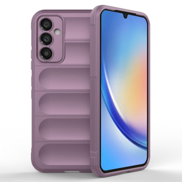 Husa Matte Waves pentru Samsung Galaxy A34 5G, Camera Protect, Striatii laterale, Colturi intarite, Margini inaltate, Antialunecare, Antisoc, Silicon prietenos cu pielea, Mov