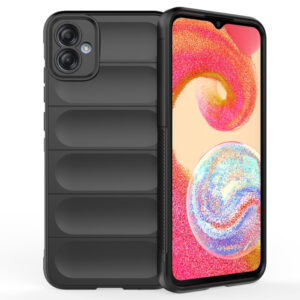 Husa Matte Waves pentru Samsung Galaxy A04e | Galaxy M04, Camera Protect, Striatii laterale, Colturi intarite, Margini inaltate, Antialunecare, Antisoc, Silicon prietenos cu pielea, Negru