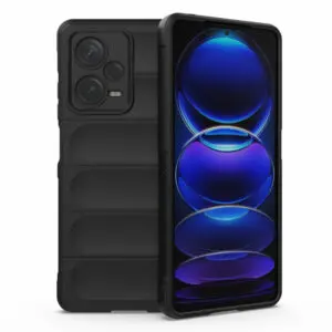 Husa Matte Waves pentru Xiaomi Redmi Note 12 Pro 5G, Camera Protect, Striatii laterale, Colturi intarite, Margini inaltate, Antialunecare, Antisoc, Silicon prietenos cu pielea, Negru