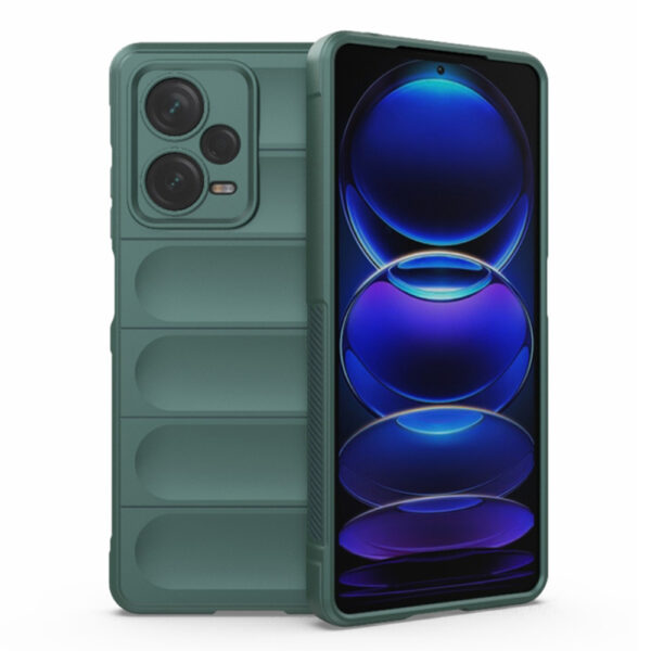 Husa Matte Waves pentru Xiaomi Redmi Note 12 Pro 5G, Camera Protect, Striatii laterale, Colturi intarite, Margini inaltate, Antialunecare, Antisoc, Silicon prietenos cu pielea, Verde