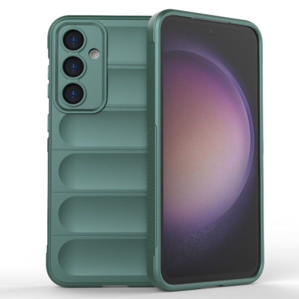 Husa Matte Waves pentru Samsung Galaxy S23 FE, Camera Protect, Striatii laterale, Colturi intarite, Margini inaltate, Antialunecare, Antisoc, Silicon prietenos cu pielea, Verde