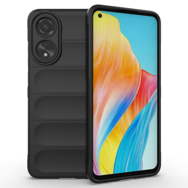 Husa Matte Waves pentru Oppo A78 4G, Camera Protect, Striatii laterale, Colturi intarite, Margini inaltate, Antialunecare, Antisoc, Silicon prietenos cu pielea, Negru